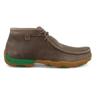 Twisted X Men's Chukka Driving Moc Toe 4h Shoes In Deep Taupe & Kelly Green In Brown