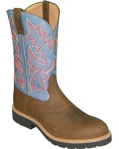 Pre-owned Twisted X Men's Cowboy Pull On Work Boot - Soft Round Toe - Mcw0002 In Distressed
