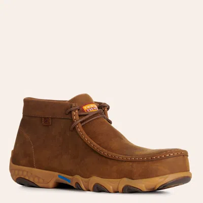 Twisted X Men's Distressed Saddle Cellstretch Moc Nano Composite Toe Lace Up Work Boot In Brown