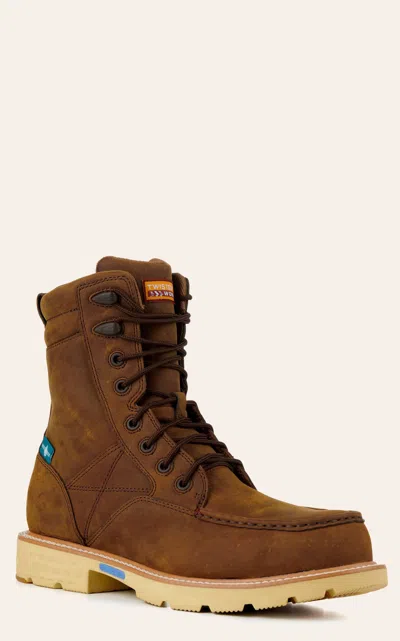 Twisted X Men's Distressed Saddle Tan Cellstretch Waterproof Round Nano Composite Toe 8" Lace Up Work Boots In Multi