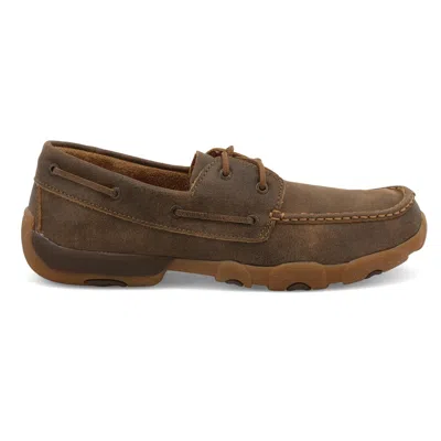 Twisted X Men's Driving Moc Boat Shoe In Bomber In Brown