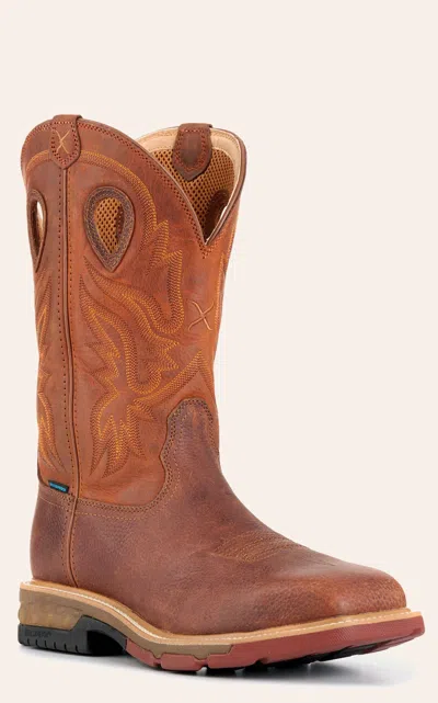 Twisted X Men's Ginger And Rust Cellstretch Wide Square Nano Composite Toe Work Boots In Brown