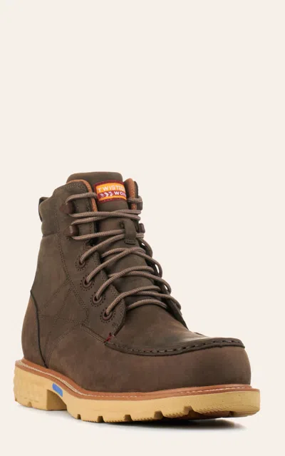 Twisted X Men's Khaki Shitake Waterproof Cellstretch Round Nano Composite Toe Work Boot In Brown