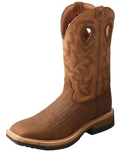 Pre-owned Twisted X Men's Lite Cowboy Western Work Boot - Broad Square Toe - Mlccw05 In Brown