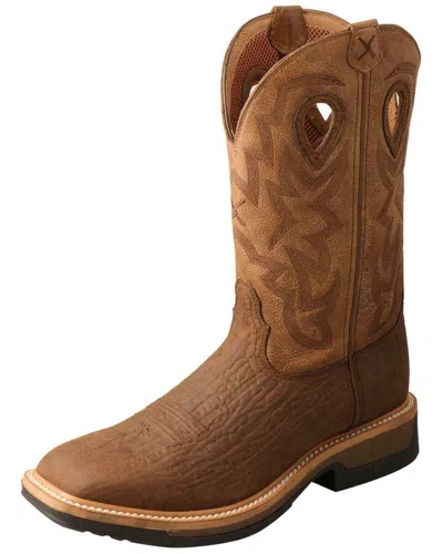 Pre-owned Twisted X Men's Lite Cowboy Work Boot - Wide Square Toe - Mlccw05 Comp Toe In Brown