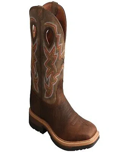 Pre-owned Twisted X Men's Lite Western Work Boot - Broad Square Toe Taupe 10.5 D In Brown