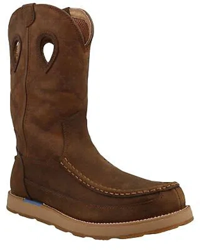 Pre-owned Twisted X Men's Pull-on Wedge Sole Waterproof Work Boot - Soft Toe Brown 7.5 D