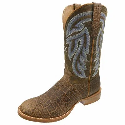 Pre-owned Twisted X Men's Rancher Brown Saddle Elephant Print Boot U Toe 12" Mra0006 In Elephant Print / Saddle
