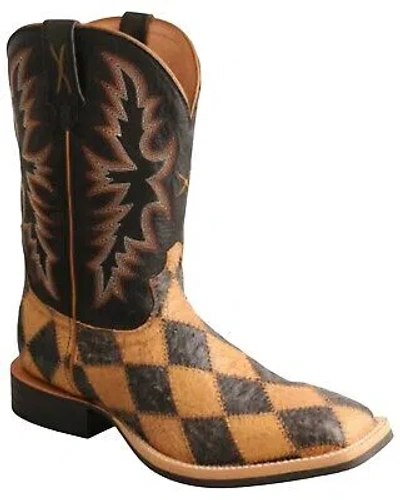 Pre-owned Twisted X Men's Ruff Stock Western Boot - Broad Square Toe - Mrs0071 In Black