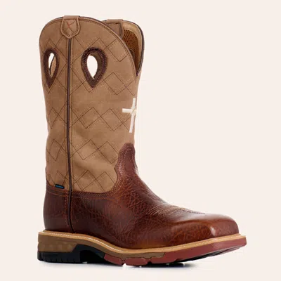 Twisted X Men's Rustic Brown & Lion Tan Waterproof Composite Wide Square Toe Work Boots In Multi