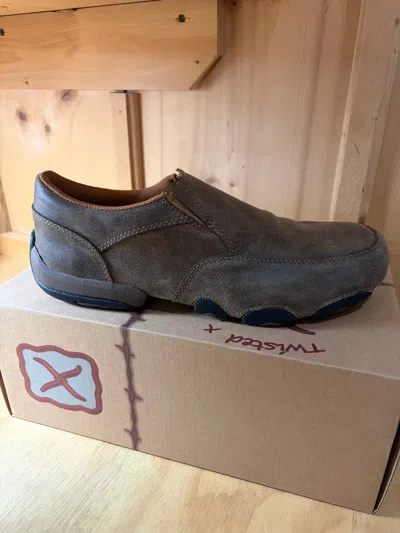 Twisted X Men's Slip On Driving Moc Loafers In Grey In Gray