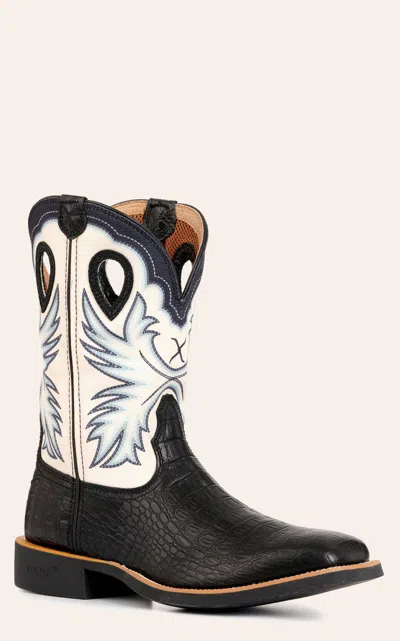 Twisted X Men's Tech X Black Caiman Print And Bone Wide Square Toe Cowboy Boots