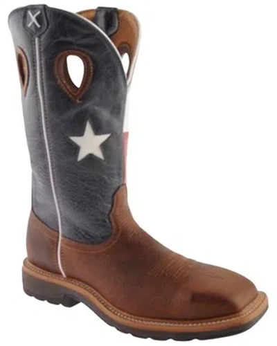 Pre-owned Twisted X Men's Texas Flag Lite Western Work Boot Steel Toe Extended Sizes - In Multicolor