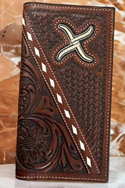 Twisted X Men's Tooled Leather Rodeo Wallet In Brown In Pattern