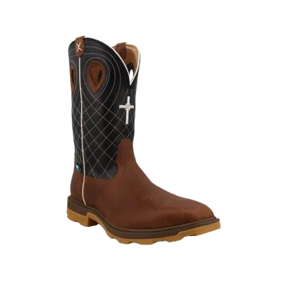 Pre-owned Twisted X Men's 12" Ultralite X Nano Square Toe Work Boots Mulnw04 In Brown