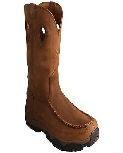 Pre-owned Twisted X Men's Waterproof Pull On Work Boot - Composite Toe - Mhkbcw1 In Brown