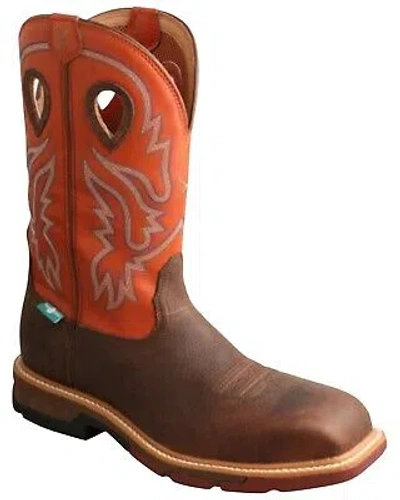 Pre-owned Twisted X Men's Waterproof Western Work Boot - Nano Composite Toe - Mxbnw03 In Brown