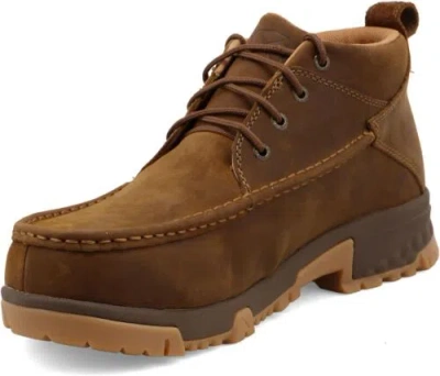 Pre-owned Twisted X Men's Work 4" Lace-up Composite Toe Boot In Distressed Saddle