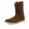 Twisted X Men's Work Pull On Wedge Sole Boot In Distressed Brown In Animal Print