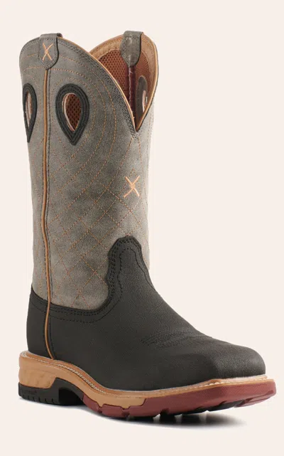 Twisted X Mens Charcoal And Gray Wide Square Composite Toe Work Boots
