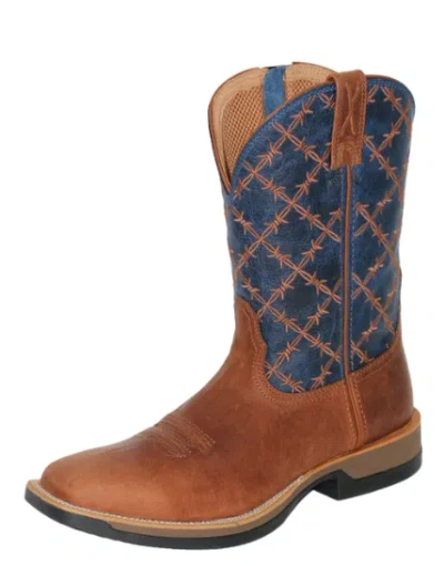 Pre-owned Twisted X Mxw0009  Men's 11" Saddle & True Blue Tech X Zipper Boot