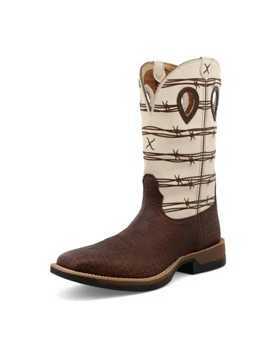 Pre-owned Twisted X Western Boots Mens Brown Elephant Print Bone Mxw0008 In White