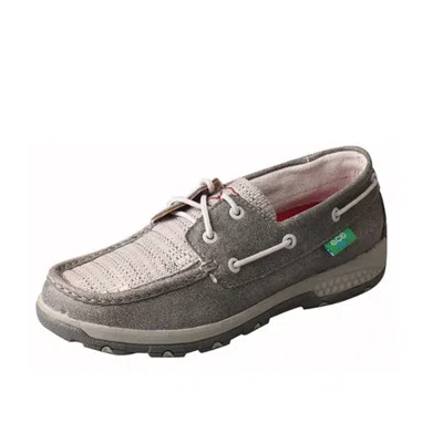 Twisted X Women's Boat Shoe Driving Moccasin In Grey Eco In Gray