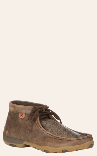 Twisted X Women's Brown And Floral Inlay Driving Moccasin Casual Shoes