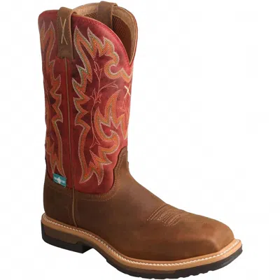 Twisted X Women's Composite Toe Waterproof Western Boot In Distressed Saddle/red In Multi