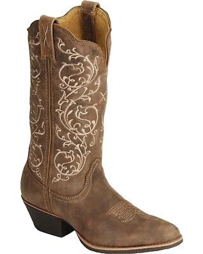 Pre-owned Twisted X Women's Fancy Stitched Western Performance Boot - Medium Toe Bomber 6 In Brown