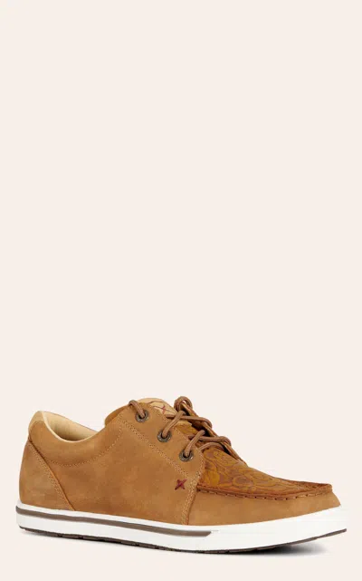 Twisted X Women's Kicks Almond Embossed Floral Print Leather Moc Toe Casual Shoes In Brown