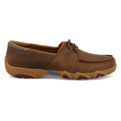 Twisted X Women's Leather Boat Shoe In Pecan Brown
