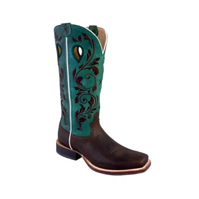 Twisted X Women's Ruff Stock Western Boot In Brown/turquoise In Blue