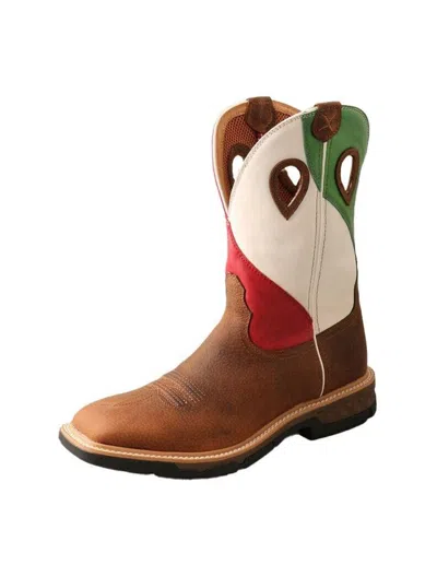 Pre-owned Twisted X Work Boots Mens Square Toe Copper Brown Multi Mxbw006