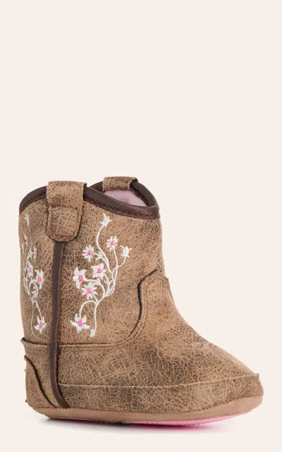Twister Infant Baby Bucker Lily Floral Round Toe Cowboy Boots In Brown