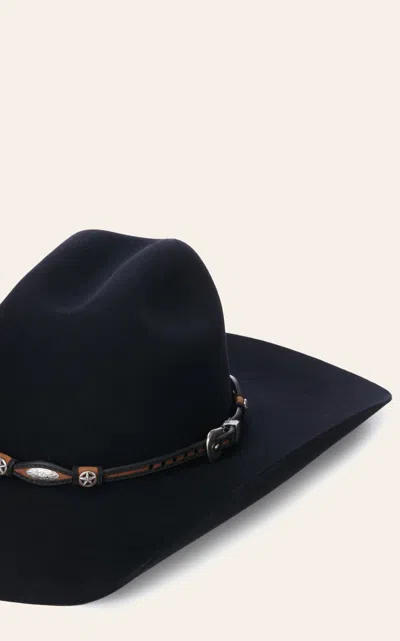 Twister M&f Brown And Black With Silver Star Conchos Scalloped Hatband