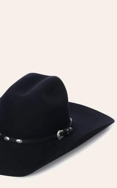 Twister M&f Western Black With Silver Oval Conchos Leather Hatband In Blue
