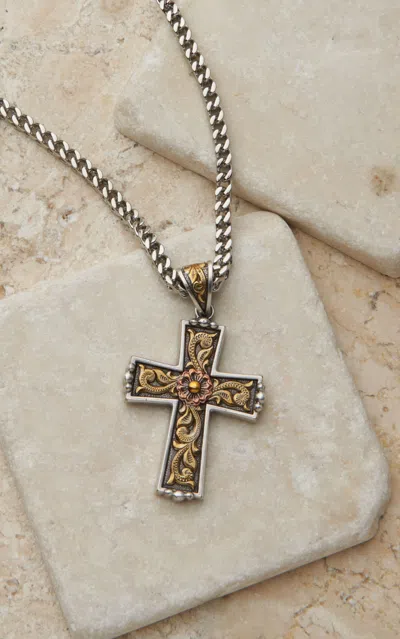 Twister Men's Antique Silver And Gold 24in Cross Necklace