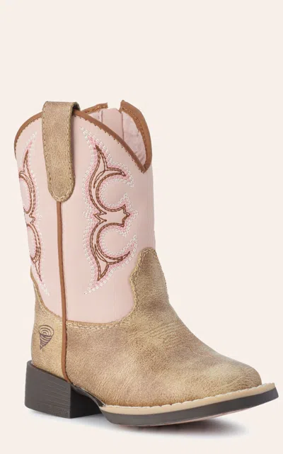 Twister Babies' Toddler Girls Posy Light Pink And Tan Wide Square Toe Cowboy Boots In Nude