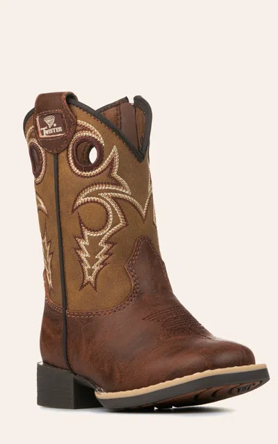 Twister Babies' Toddler Jasper Brown And Tan Wide Square Toe Cowboy Boots