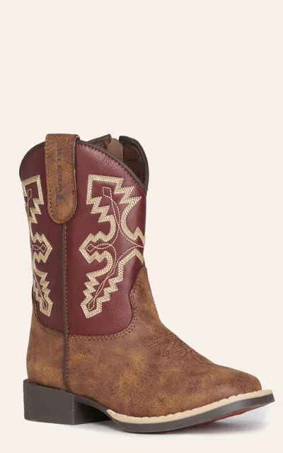 Twister Babies' Toddlers' Blake Burgundy And Brown Square Toe Cowboy Boots