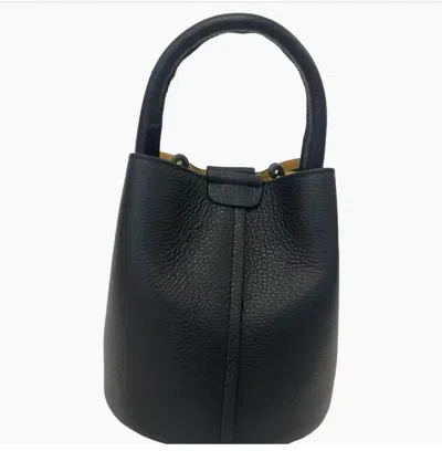 Two Amicis Women Leather Bucket Handbag In Black