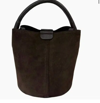 Two Amicis Women Suede Bucket Bag In Chocolate Brown Suede