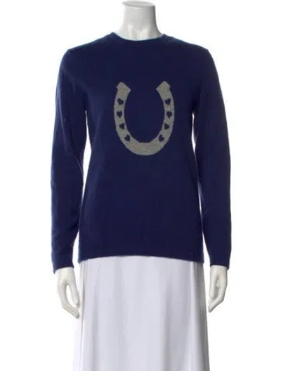 Pre-owned Two Bees Cashmere Cashmere Graphic Print Sweater In Blue