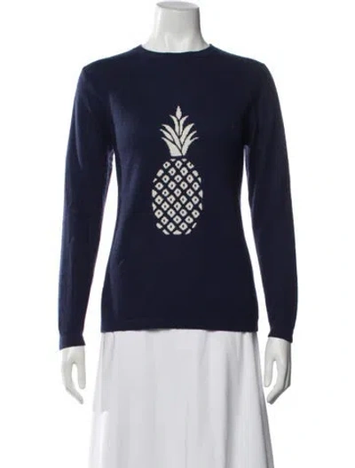 Pre-owned Two Bees Cashmere Cashmere Graphic Print Sweater In Blue