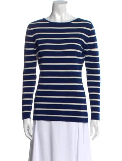 Pre-owned Two Bees Cashmere Cashmere Striped Sweater In Blue