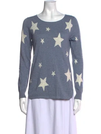 Pre-owned Two Bees Cashmere Graphic Print Crew Neck Sweater In Blue
