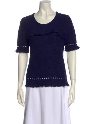 Pre-owned Two Bees Cashmere Scoop Neck Sweater In Blue