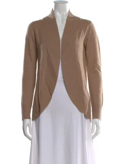 Pre-owned Two Bees Cashmere Wool Open Front Sweater In Neutral