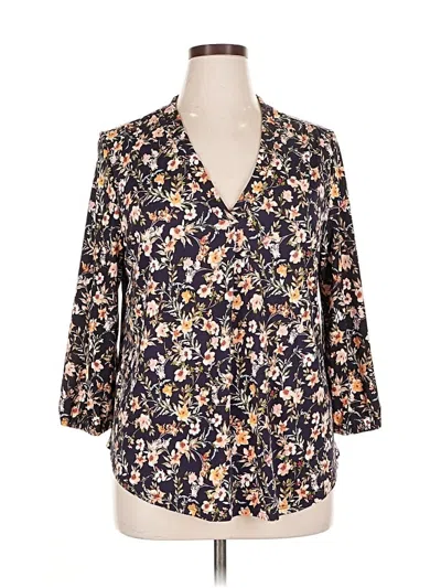 Pre-owned Two By Vince Camuto 3/4 Sleeve Blouse In Black